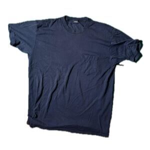 Single stitch navy pocket tee